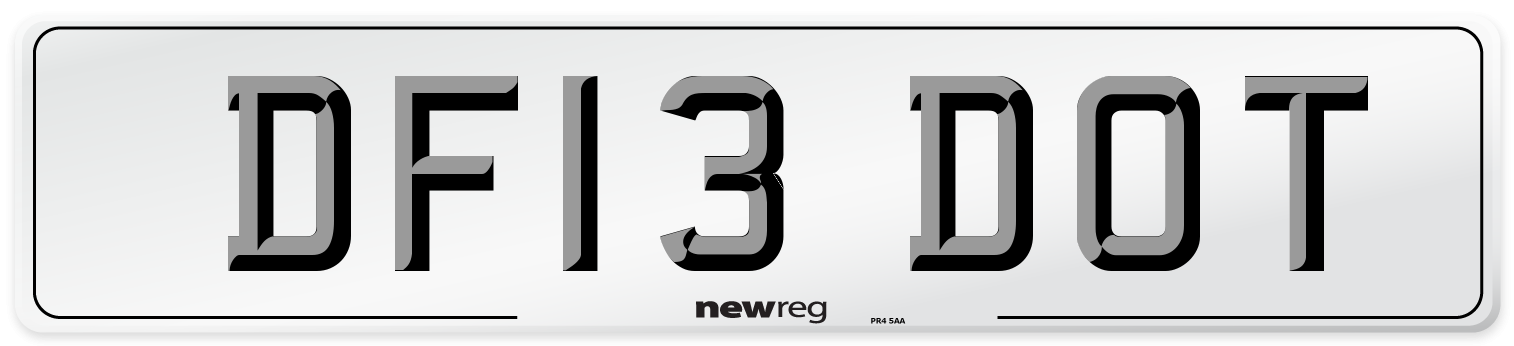 DF13 DOT Number Plate from New Reg